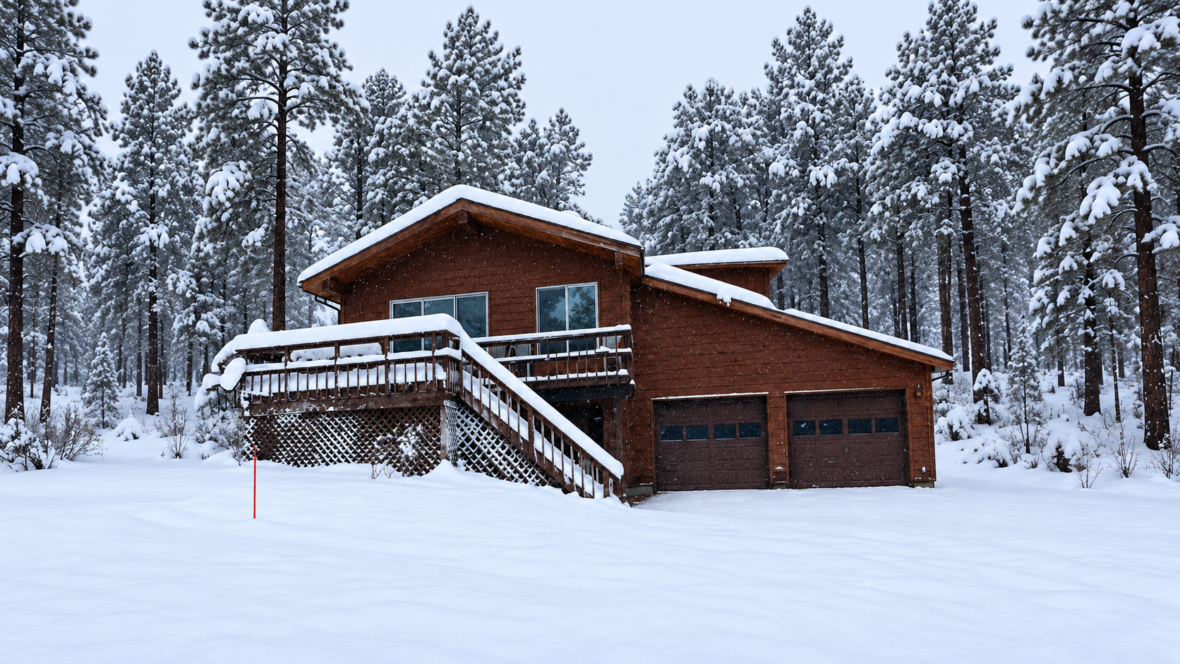 The original Howell cabin in winter before the Black Hills Homestead